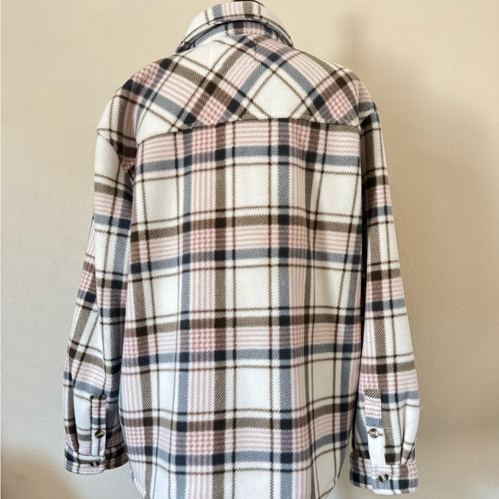 Sage Collective Plaid Women's Jacket in Pink & Gray XL faux fur inside - Picture 3 of 9